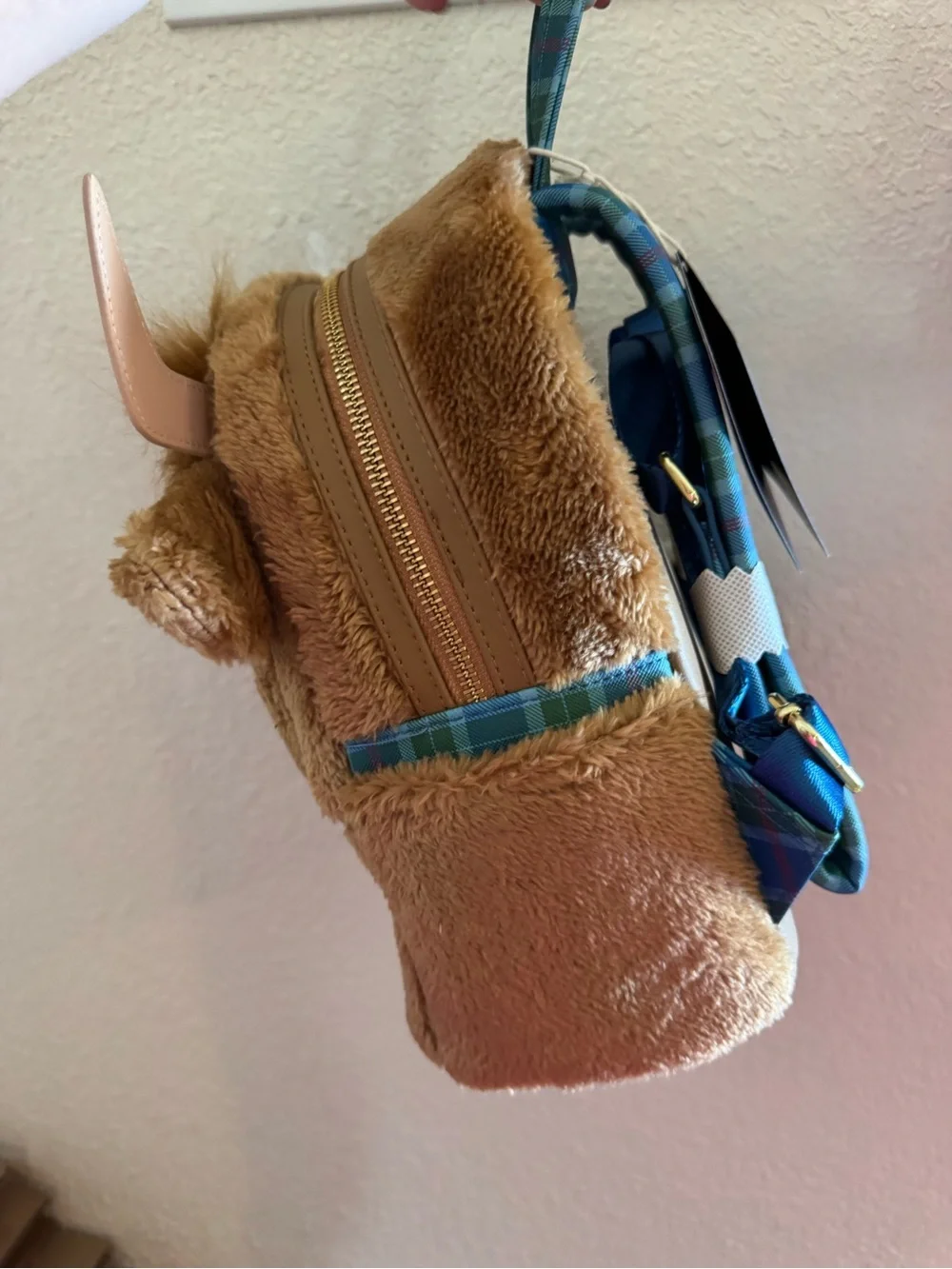 Loungefly Plush Highland Cattle Backpack - Brown with Pink Horns